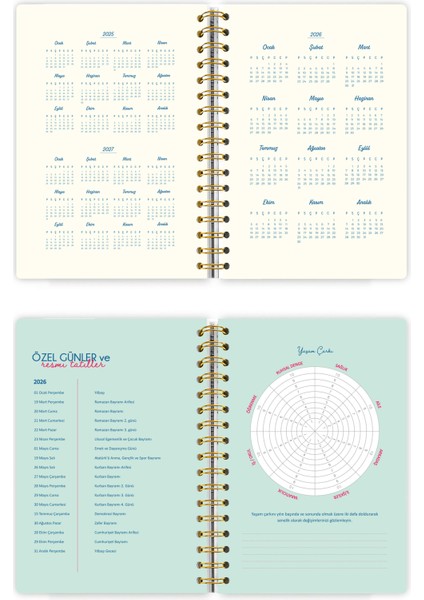 Spiralli Sert Kapak 2026 Haftalık Motivasyon Ajandası A5