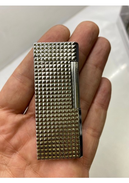 Diamond Desenli Metal Çakmak - Gümüş