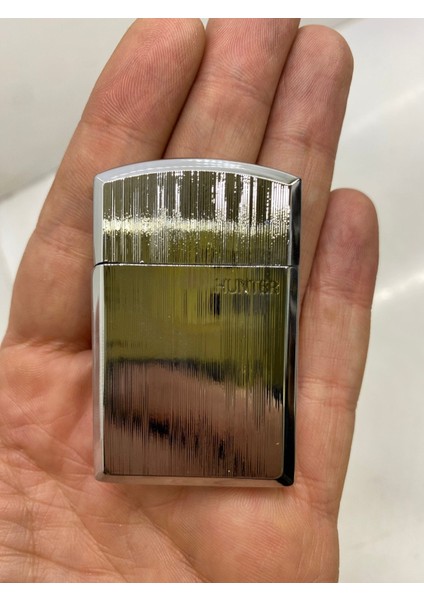 Metal Çizgili Klasik Çakmak - Gümüş