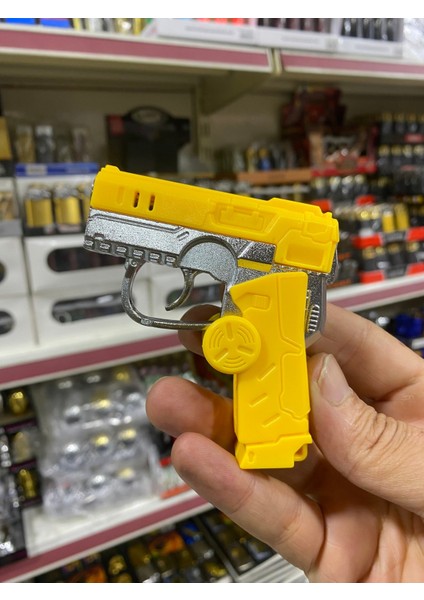 Tabanca Figürlü Stress Çarklı Çakmak - Sarı