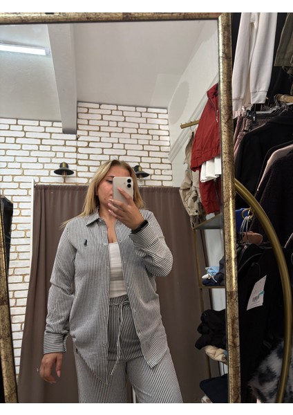 Çizgili Gömlek Pantolon Takım
