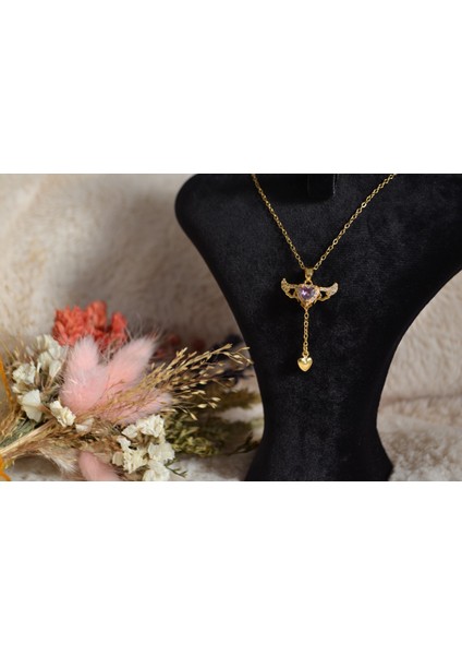 Zarif Kanat Formlu Çelik Kolye