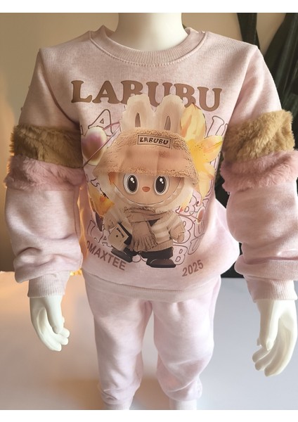 Kız Çocuk Peluş Detaylı Kabartmalı Kalın Takım Cepli %100 Pamuk Labubu fiyatları