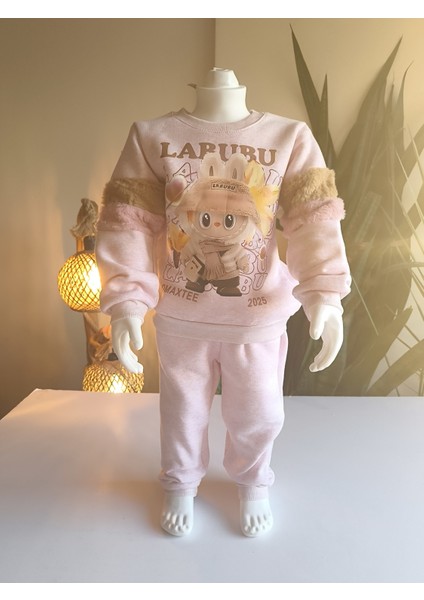 Kız Çocuk Peluş Detaylı Kabartmalı Kalın Takım Cepli %100 Pamuk Labubu indirimleri