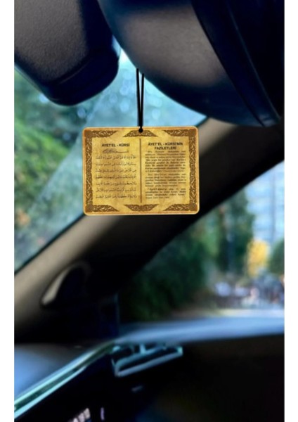 Lavanta Kokulu Ayetel Kürsi Yazılı Araç Ayna Süsü – Oto Aksesuar, Koruyucu Dua Yazılı Araba Içi Süs