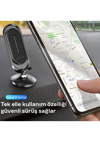 Kuulaa Universal Mıknatıslı Standlı Cep Telefon Araç Tutucu ALUMINUM-(5775) - M957K771-R69957 modelleri