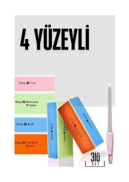 Hsnet 4 Yüzeyli Törpü ve Parlatma Blok Sünger 3 Lü Set - M287K982-R09287