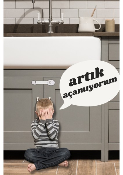 5 Adet Çocuk Bebek Çekmece Dolap Beyaz Eşya Güvenlik Emniyet Koruma Kilidi - Çok Amaçlı Kilit