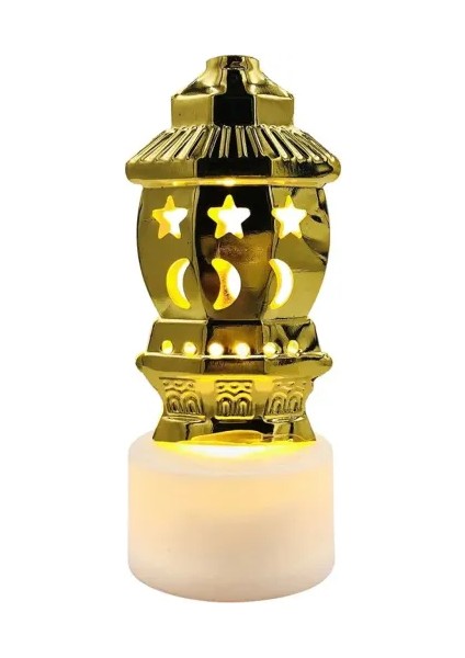 12'li Ramazan Ayaklı LED Işık (Gold, Fener/lamba Motifli)