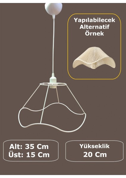 Dalgalı Avize Teli , Iskeleti 35*20 cm Beyaz Statik Boyalı (Duy Takımı Dahil)