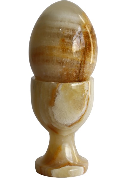 Bal Oniks Doğal Taş Yumurta ve Kadeh Seti – El Yapımı, Dekoratif Feng Shui Biblo, Şık Masa ve Ofis Süsü fiyatları