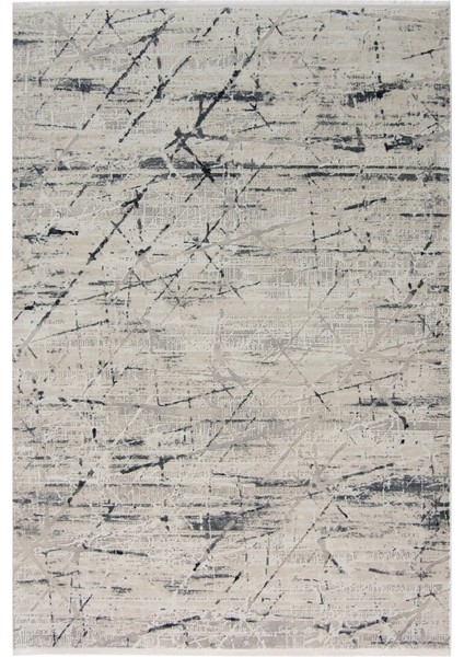 Lodi Modern Krem Mavi Çizgili Polyester Makine Halısı