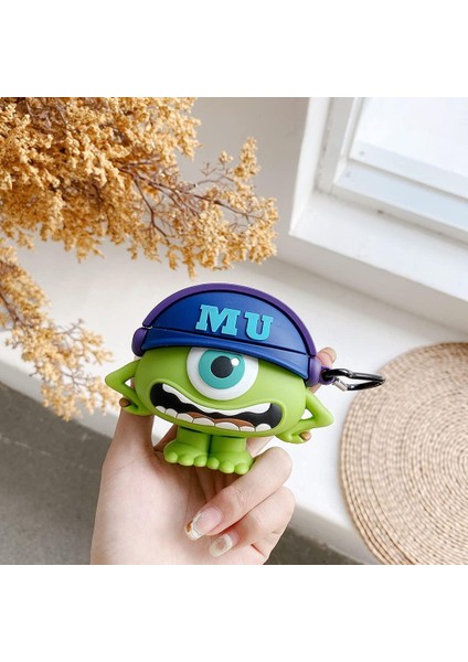 Airpods Pro 3. Nesil Uyumlu Sevimli Canavar Mike Wazowski Figürlü Darbe Önleyici Kulaklık Koruma Kılıfı