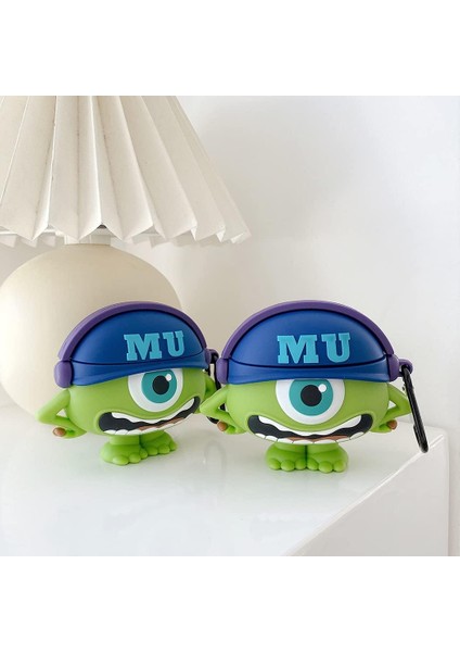 Airpods Pro 3. Nesil Uyumlu Sevimli Canavar Mike Wazowski Figürlü Darbe Önleyici Kulaklık Koruma Kılıfı