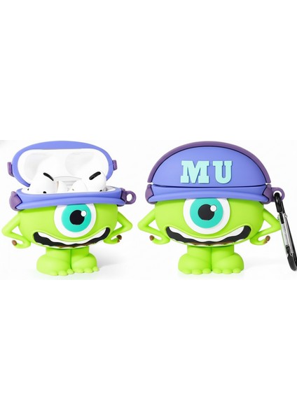 Airpods Pro 3. Nesil Uyumlu Sevimli Canavar Mike Wazowski Figürlü Darbe Önleyici Kulaklık Koruma Kılıfı