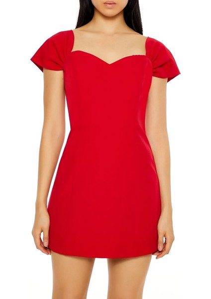 Kalp Yaka Mini Elbise