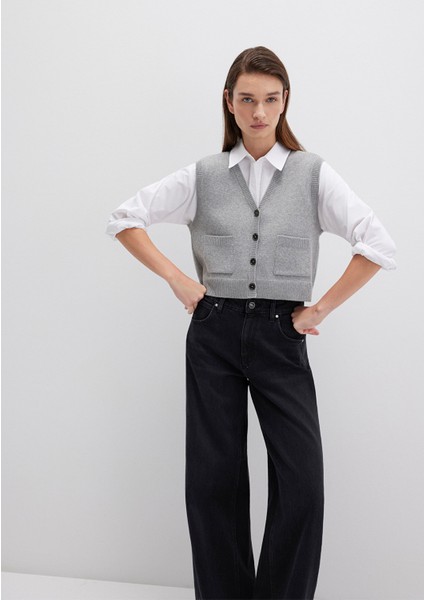 Gri Triko Yelek 1710783-83096