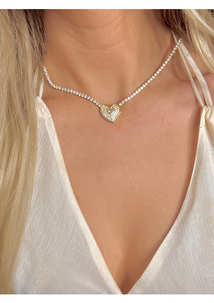 Çelik Dönmeyen Su Yolu Kolye Zirkon Taşlı Kolye