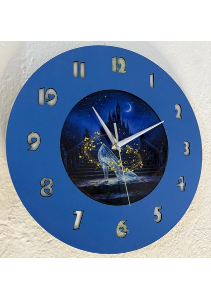 Kişiye Özel Külkedisi Sindirella Cam Ayakkabılı Çocuk Odası Duvar Saati | Epoksi Dolgulu | 35 cm indirimleri