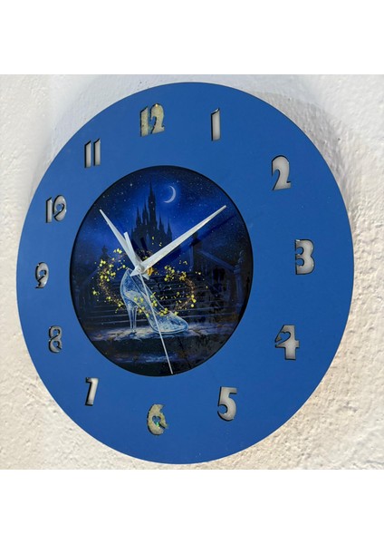 Kişiye Özel Külkedisi Sindirella Cam Ayakkabılı Çocuk Odası Duvar Saati | Epoksi Dolgulu | 35 cm