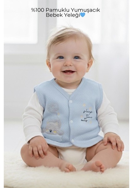 Bebiya %100 Pamuklu Unisex Sarı Bebek Yeleği | Çıtçıtlı, Antialerjik, Yumuşak Kumaş (0–9 Ay)