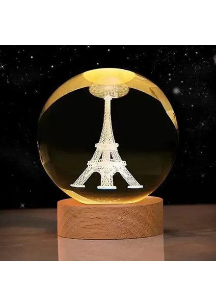 Dekoratif Eyfel Kulesi Tasarımlı Işıklı Cam Küre