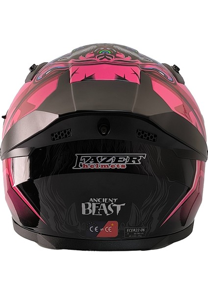 Motosiklet Kask Ece 22.R06 Double Vizörlü Full Face Motor Kaskı Beast Pink fırsatları