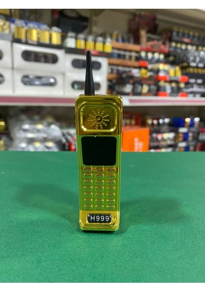 Antenli Cep Telefonu Figürlü Çakmak - Gold