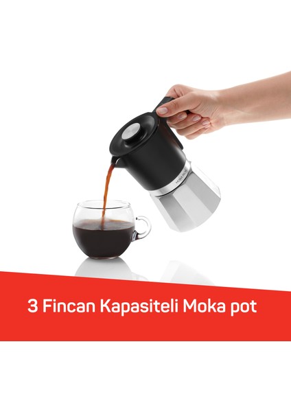 OK0027 OKKA Rich Moka Pot Karıştırıcılı Metal İtalyan ve Türk Kahve Makinesi - Krom 5 Fincan fırsatları