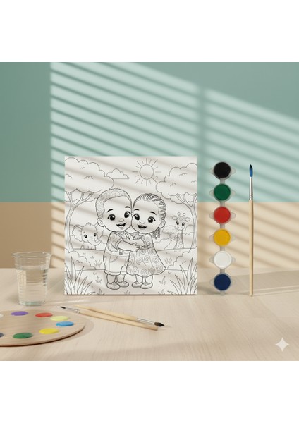 Çocuklar Için Afacan Bambotek ve Himba Afrikalı Çocuklar Eğitici ve Eğlenceli Boyama Seti