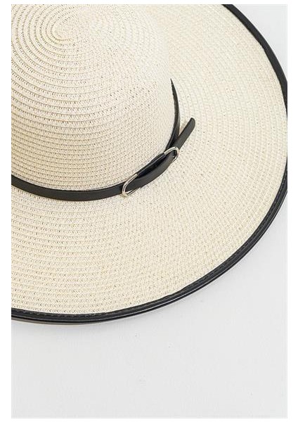 Kadın Mdısn Bej Deri ve Toka Detaylı Hasır Şapkası modelleri