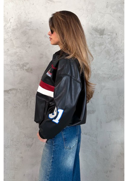 Kadın Şeritli Deri Mont 1043 fiyatları