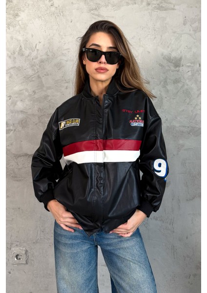 Kadın Şeritli Deri Mont 1043 indirimleri