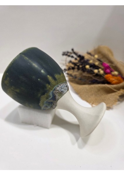 Seramik El Yapımı Tasarım Kadeh Stonware Şampanya