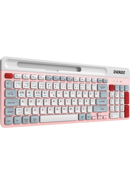 Ruby Pembe/beyaz/gri 2.4g+Bt1+Bt2 Çoklu Cihaz Bağlantılı Q Klavye fiyatları