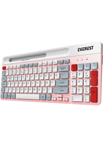 Ruby Pembe/beyaz/gri 2.4g+Bt1+Bt2 Çoklu Cihaz Bağlantılı Q Klavye fırsatları