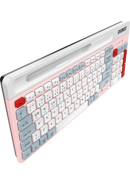 Ruby Pembe/beyaz/gri 2.4g+Bt1+Bt2 Çoklu Cihaz Bağlantılı Q Klavye indirimleri