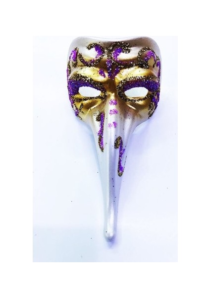 Fuşya Renk Işlemeli Seramik Malzemeden Imal Venedik Uzun Maske Magnet