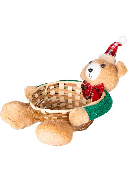 Yılbaşı Süsü, Sepet, Kahverengi - Ayıcıklı, Hasır Örgü, Ekose Papyonl modelleri