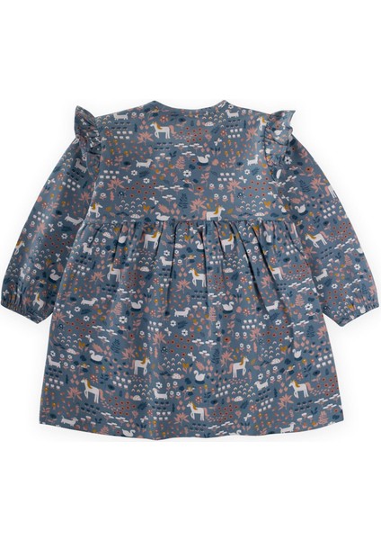 Desenli Mevsimlik Elbise 1-7 Yaş İndigo Mavi fiyatları