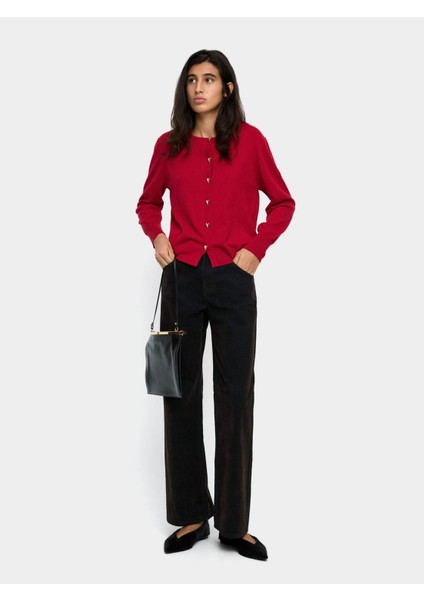 Kalp Düğmeli Örme Hırka