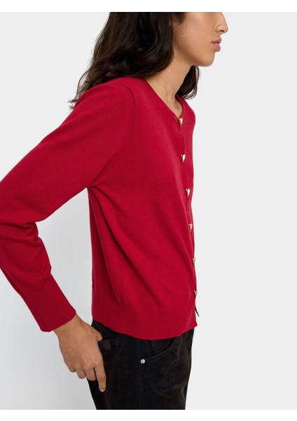 Kalp Düğmeli Örme Hırka modelleri