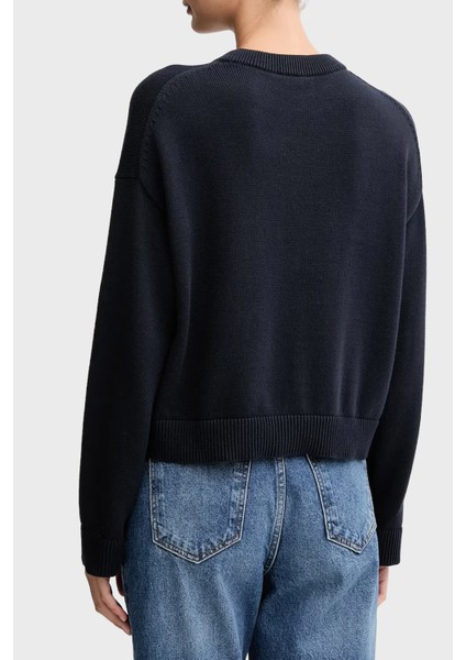 Logolu Pamuklu Relaxed Fit Bisiklet Yaka Örme Kazak LV047D304GCEF Bayan Kazak LV047D304G Cef fiyatları