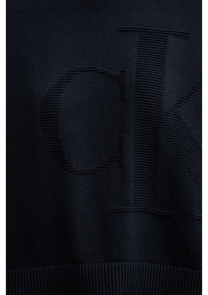 Logolu Pamuklu Relaxed Fit Bisiklet Yaka Örme Kazak LV047D304GCEF Bayan Kazak LV047D304G Cef fırsatları