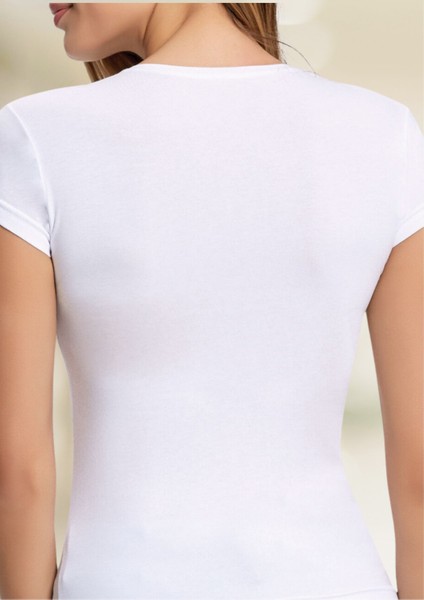 Kadın Giyim Pamuklu & Elastan Sıfır Yaka T-Shirt 3 Adet Ekonomik Paket LL.223.ILK60.001 modelleri