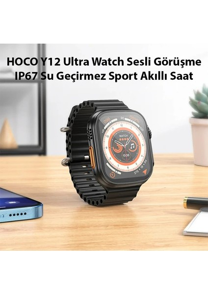Hoco Y12 Ultra Watch Sesli Görüşme IP67 Su Geçirmez Sport Akıllı SAAT-(1903) modelleri