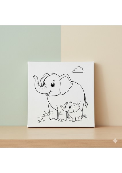 Çocuklar Için Sevimli Fil Ailesi Tuvali Eğitici ve Eğlenceli Boyama Seti modelleri