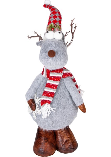 Yılbaşı Süsü, Geyik Figürü, Gri - 22X68 cm