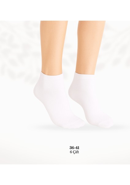 Ezowear Beyaz 6'lı Kısa Çorap