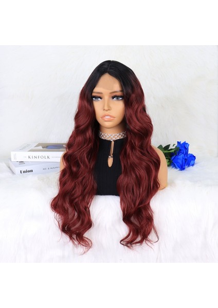 Siyah Koyu Kızıl Ombreli Dalgalı Tül Peruk modelleri